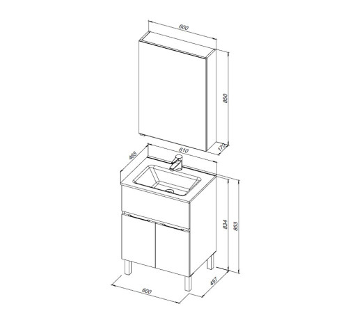 Мебель для ванной Aquanet Алвита New 60 1 ящик, 2 дверцы, белый матовый