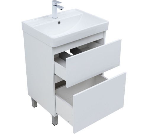 Тумба под раковину Aquanet Вега 60 напольная, белый глянец