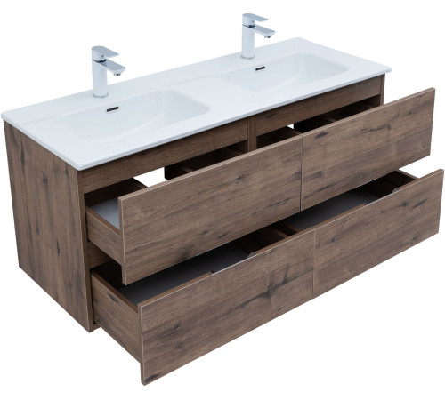 Тумба под раковину Aquanet Алвита New 60 2 ящика, дуб веллингтон табак