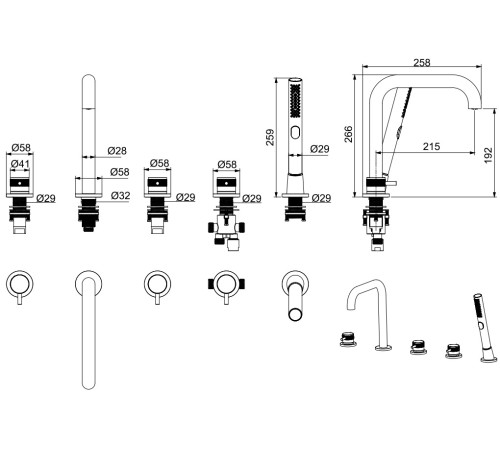 Смеситель на борт ванны Allen Brau Priority 5.31007-MG (с внутренней частью) графит браш