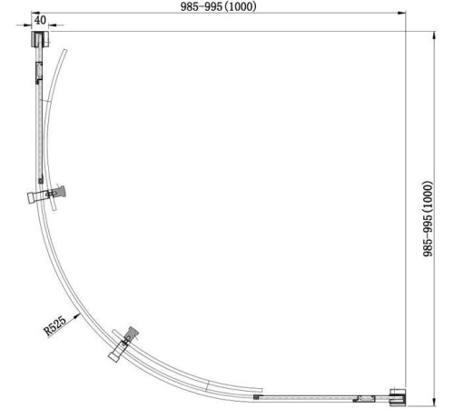 Душевой уголок Aquanet Delta NPE2142 100x100, R550, прозрачное стекло