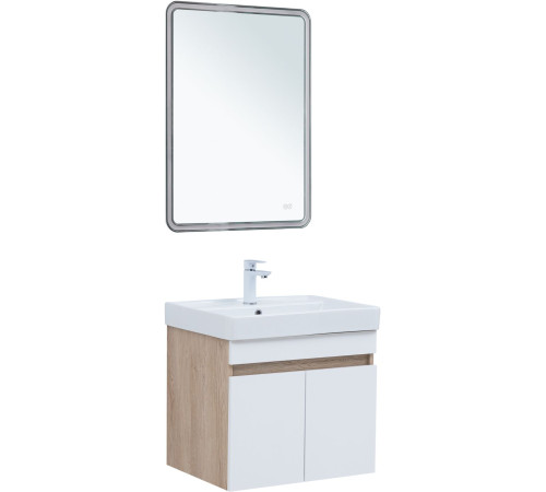 Тумба под раковину Aquanet Оптима 60 дуб светлый/белый сатин