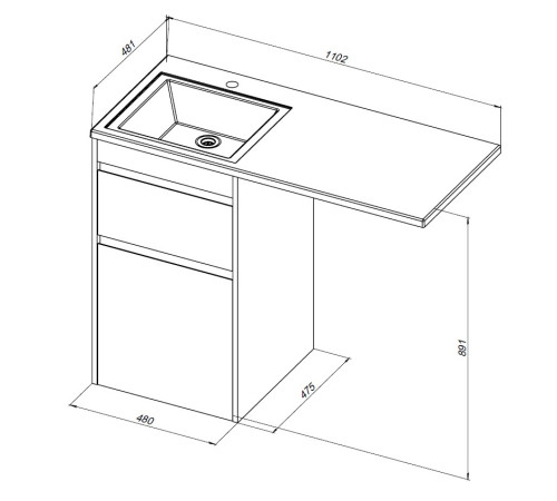 Тумба под раковину Aquanet Токио 48 дуб веллингтон (напольная 2 ящика)
