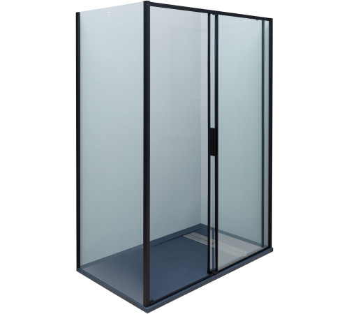 Боковая стенка Aquanet Pleasure Evo 800 AE65-F80-BT профиль черный, прозрачное стекло