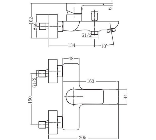 Смеситель для ванны с душем Aquanet Arctic AF520-20СW