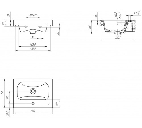 Раковина Cersanit Moduo Slim 50 S-UM-MOD50SL/1