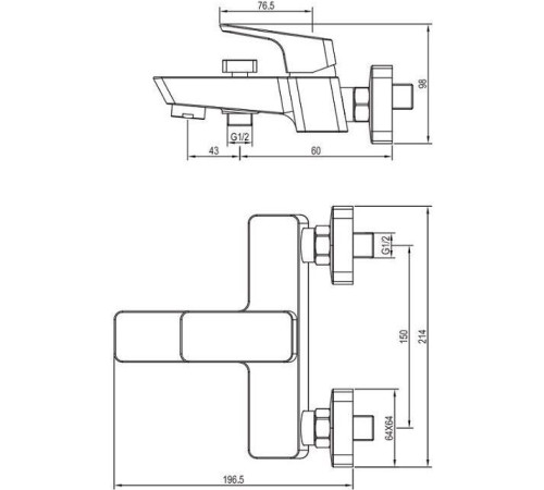 Смеситель для ванны с душем Aquanet Gotic AF440-20B