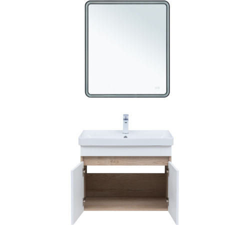 Тумба под раковину Aquanet Оптима 80 дуб светлый/белый сатин