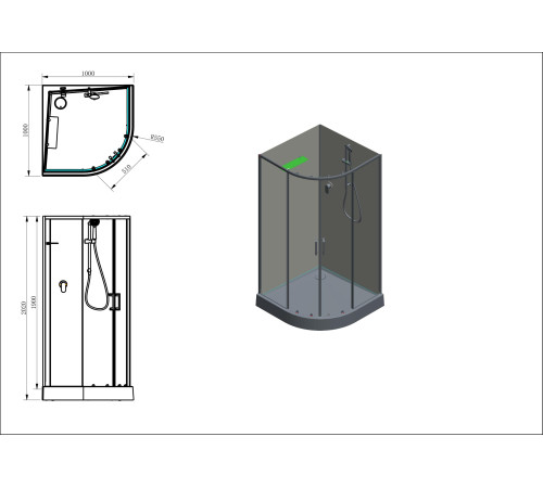 Душевая кабина Aquanet Passion EVO 100R Black 100x100