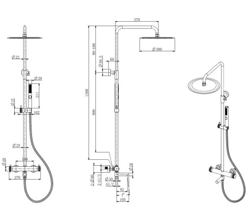 Душевая стойка Allen Brau Priority 5.31T10-31 черный матовый