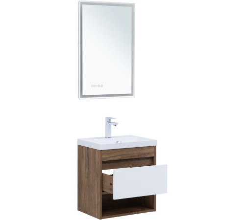 Тумба под раковину Aquanet Тренд 50 дуб рустикальный/белый сатин