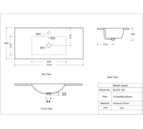 Раковина Aquanet Flow 100