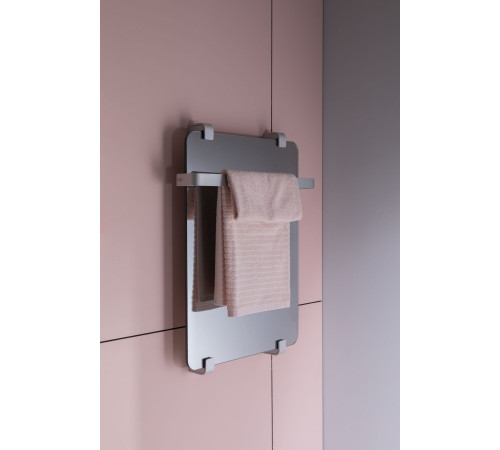 Полотенцесушитель электрический Allen Brau Infinity 60x44 с рейлингом и креплением, серебро браш