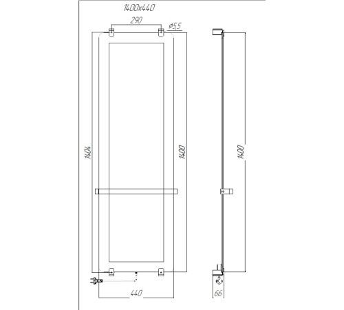 Полотенцесушитель электрический Allen Brau Infinity 140x44 с рейлингом и креплением, черный браш