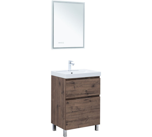 Тумба под раковину Aquanet Алвита New 60 напольная, дуб веллингтон табак