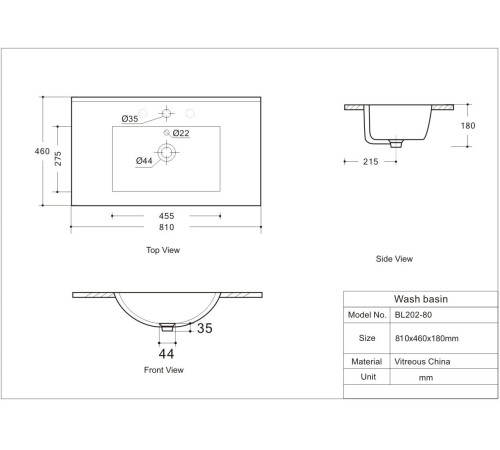 Раковина Aquanet Flow 80