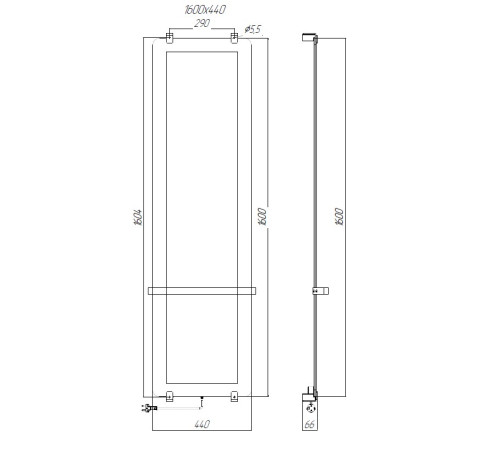 Полотенцесушитель электрический Allen Brau Infinity 160x44 с рейлингом и креплением, черный браш
