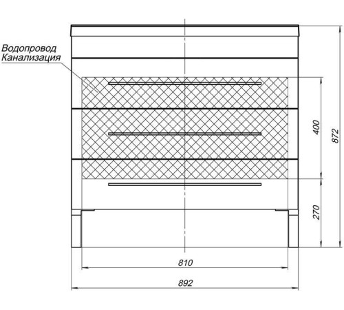 Тумба с раковиной Aquanet Верона 90 белый (напольная 3 ящика)