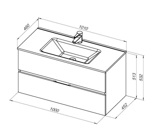Тумба под раковину Aquanet Алвита New 100 2 ящика, дуб веллингтон табак