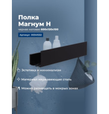 Полка Aquanet Магнум Н 60x12 черная матовая