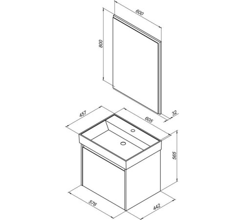 Мебель для ванной Aquanet Nova Lite 60 белый (1 ящик)