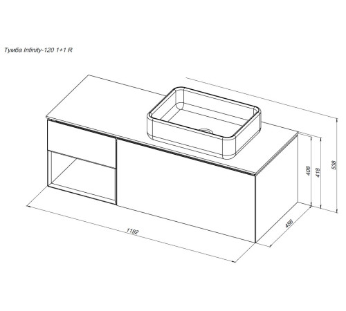 Тумба под раковину Allen Brau Infinity 120 1.21008.AM R антрацит матовый