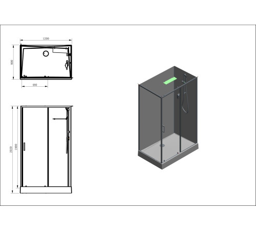 Душевая кабина Aquanet Passion EVO 120R Black 120x80