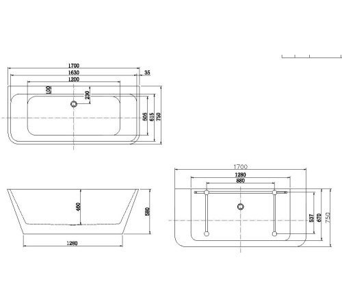 Акриловая ванна Aquanet Family Perfect 170x75 13775-MW