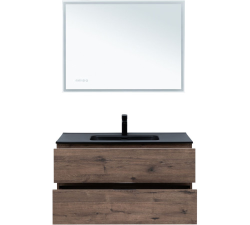 Тумба под раковину Aquanet Алвита New 100 2 ящика, дуб веллингтон табак