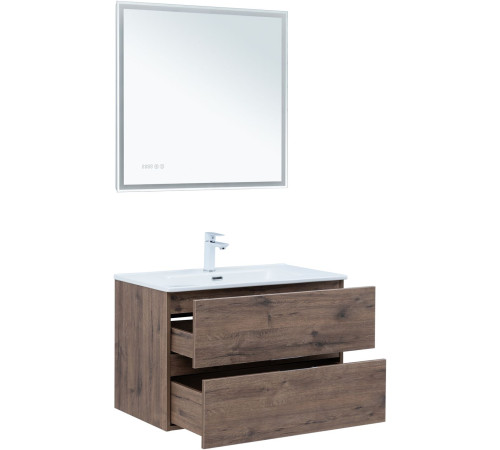 Тумба под раковину Aquanet Алвита New 80 2 ящика, дуб веллингтон табак