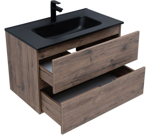 Тумба под раковину Aquanet Алвита New 80 2 ящика, дуб веллингтон табак