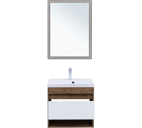 Тумба под раковину Aquanet Тренд 60 дуб рустикальный/белый сатин