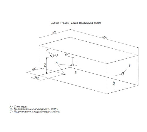 Акриловая ванна Aquanet Lotos 175x80 (с каркасом)