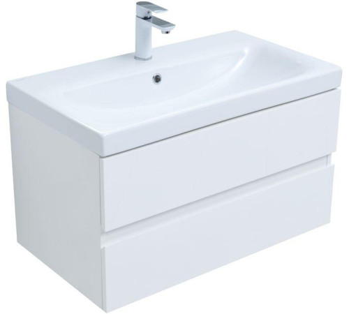 Тумба под раковину Aquanet Беркли 80 белый глянец (2 ящика)