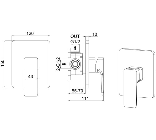 Смеситель для душа Allen Brau Infinity X1 5.21015-00 (с внутренней частью, 1 выход) хром