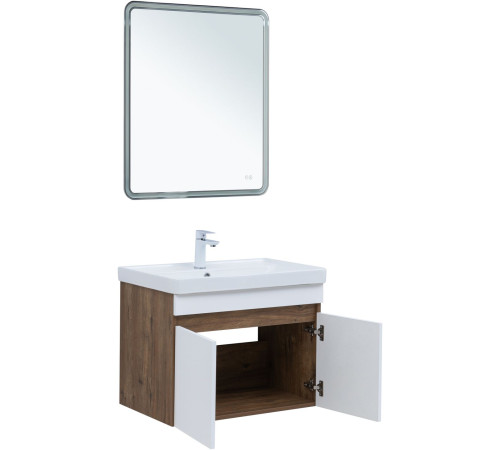 Тумба под раковину Aquanet Оптима 80 дуб рустикальный/белый сатин