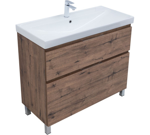 Тумба под раковину Aquanet Алвита New 100 напольная, дуб веллингтон табак