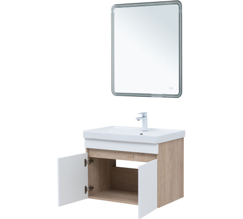 Тумба под раковину Aquanet Оптима 80 дуб светлый/белый сатин