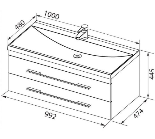 Тумба с раковиной Aquanet Верона 100 белый (подвесная 2 ящика)