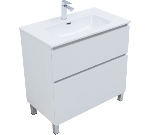 Тумба под раковину Aquanet Вега 80 напольная, белый глянец