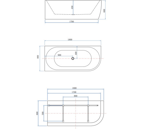Акриловая ванна Aquanet Family Elegant A 180x80 3805-N-MW-MB