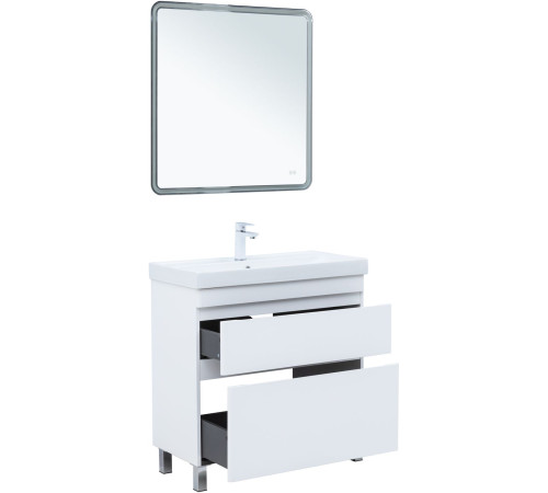 Тумба под раковину Aquanet Слим 80 напольная, белый сатин