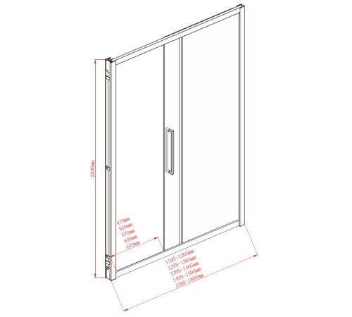 Душевая дверь Aquanet Delta NPE6121 130, прозрачное стекло