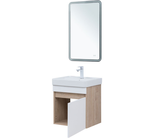 Тумба под раковину Aquanet Оптима 50 дуб светлый/белый сатин