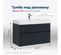 Тумба под раковину Aquanet Бруклин 100 антрацит матовый