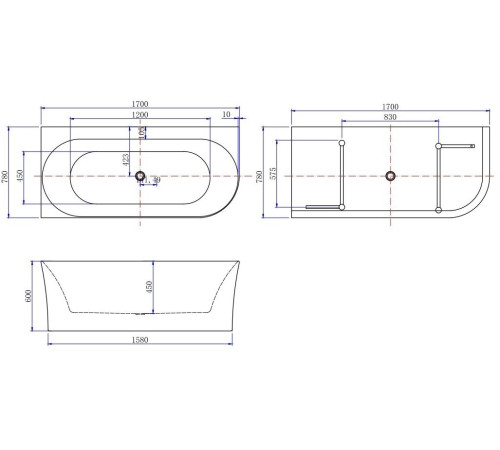 Акриловая ванна Allen Brau Priority 4 А 170x78 2.31004.21A/AM