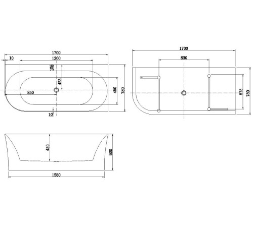 Акриловая ванна Allen Brau Priority 4 В 170x78 2.31004.20B