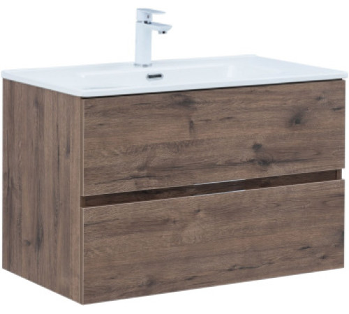 Тумба под раковину Aquanet Алвита New 80 2 ящика, дуб веллингтон табак