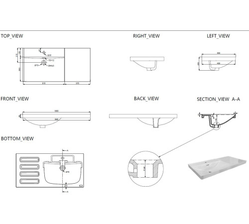 Раковина Aquanet Side 100 левая