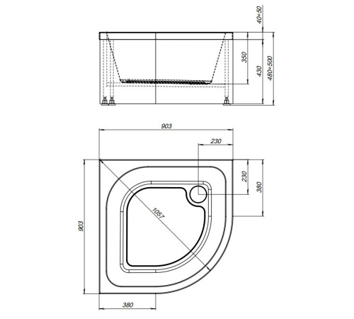 Душевой поддон Aquanet Optimal 90х90 глубокий